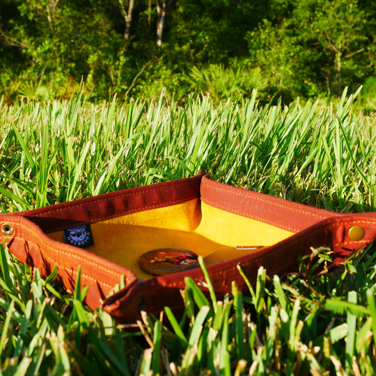 Medium Waxed Canvas and Deer Skin Lined Lined  Desk Caddy Organinzer Tray Butler