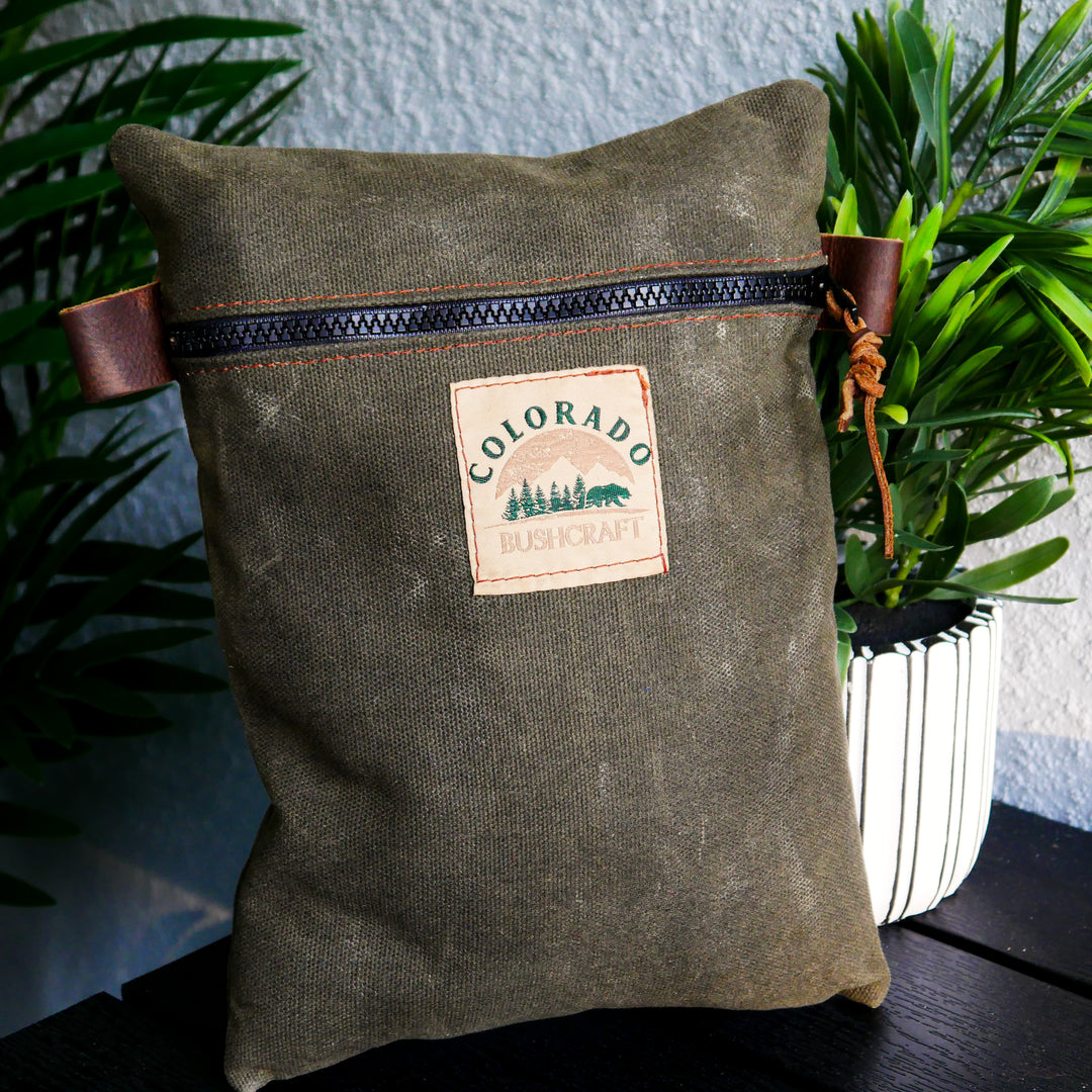 Handmade Large Traditional Heavyweight Ranger Tan Waxed Canvas EDC Pouch