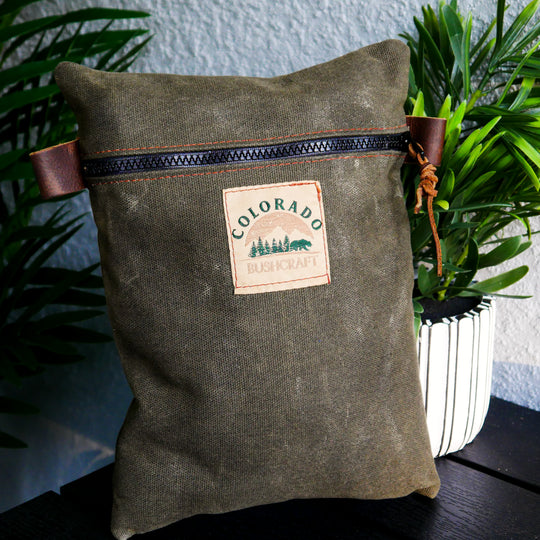 Handmade Large Traditional Heavyweight Ranger Tan Waxed Canvas EDC Pouch
