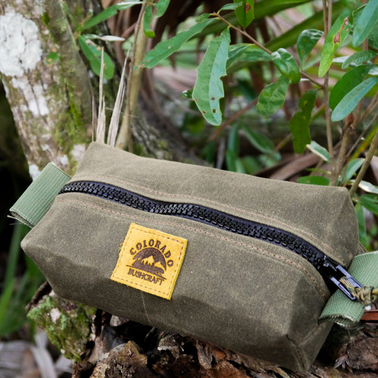 Heavy Duty Waxed Canvas Small Simple Box Pouch Bushcraft Survival Camping Possibles Dopp Grooming