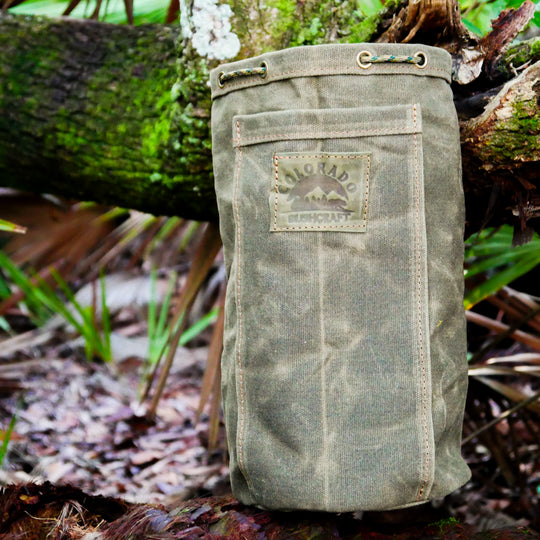 Heavy Weight (18 oz) XL Waxed Canvas Bushcraft Round Bottom Bushpot Bag Bushcraft Survival Camping