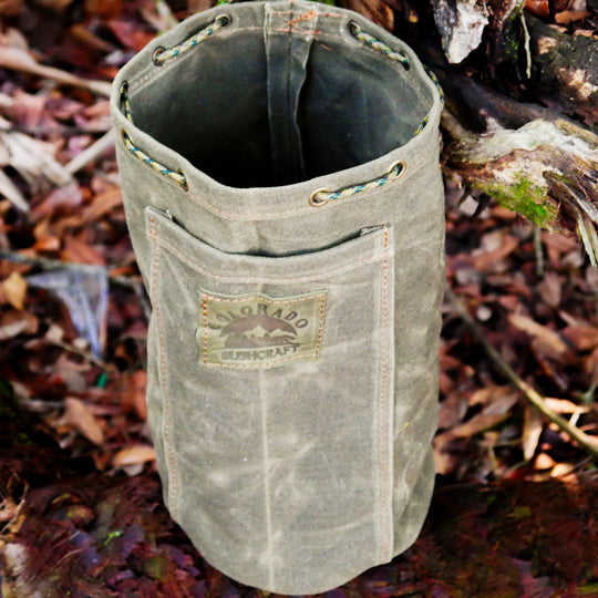 Heavy Weight (18 oz) XL Waxed Canvas Bushcraft Round Bottom Bushpot Bag Bushcraft Survival Camping