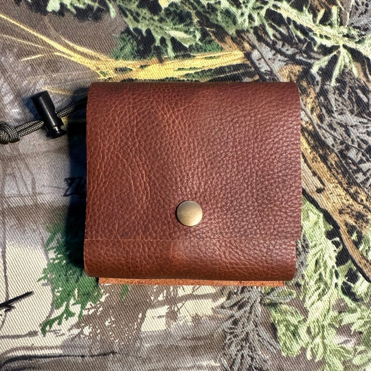 Leather Bushcraft Foraging Pouch Gathering Bag Dump Sack Folding Pocket Leather (Kodiak /Olive)