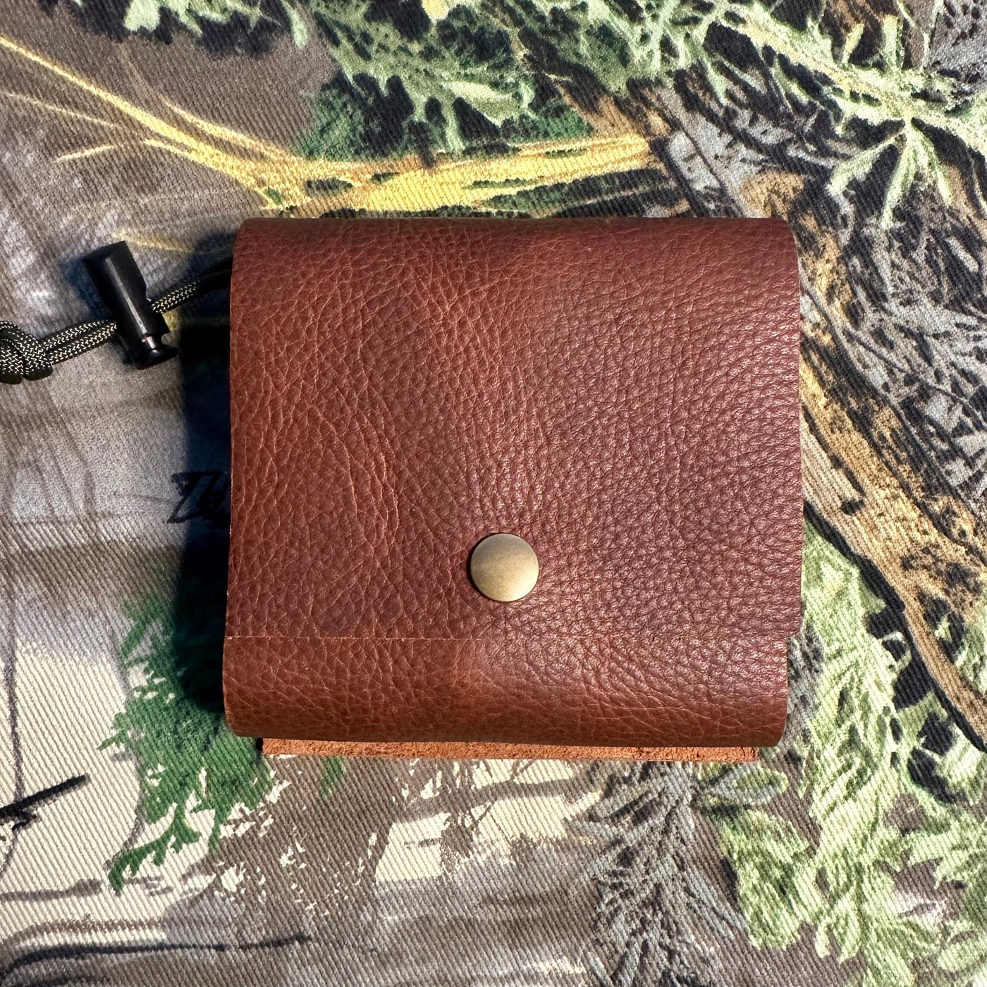 Leather Bushcraft Foraging Pouch Gathering Bag Dump Sack Folding Pocket Leather (Kodiak /Olive)
