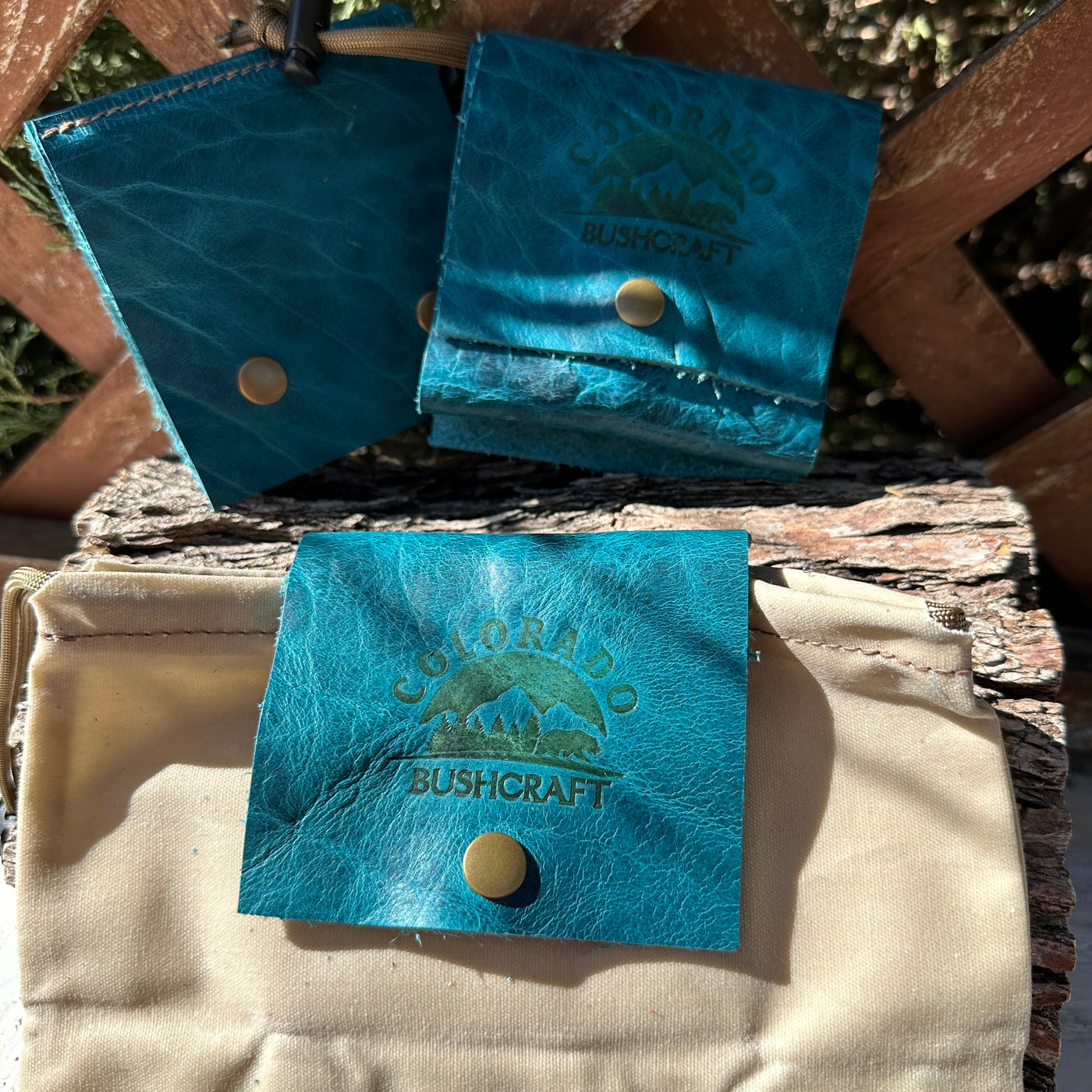 Bushcraft Foraging Pouch Gathering Bag Dump Sack Folding Pocket Leather (Poseidon)