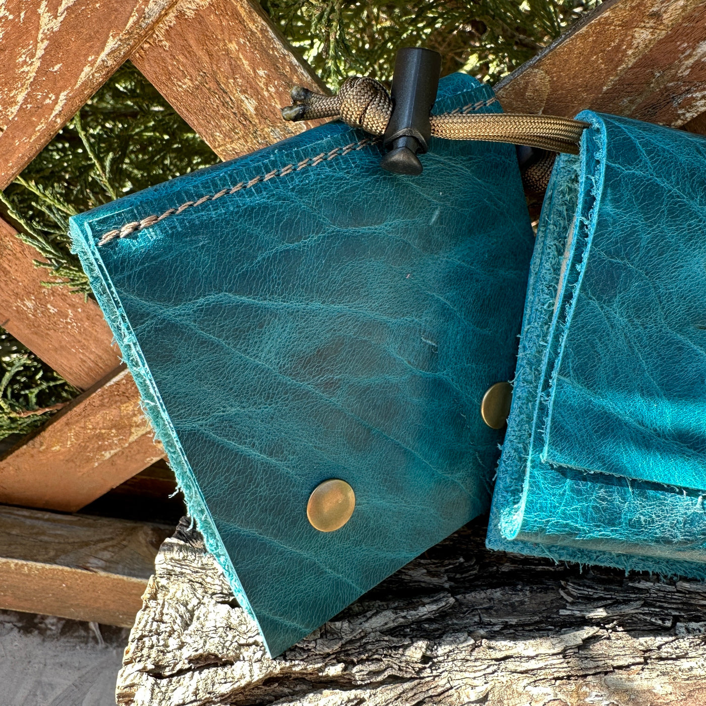 Bushcraft Foraging Pouch Gathering Bag Dump Sack Folding Pocket Leather (Poseidon)