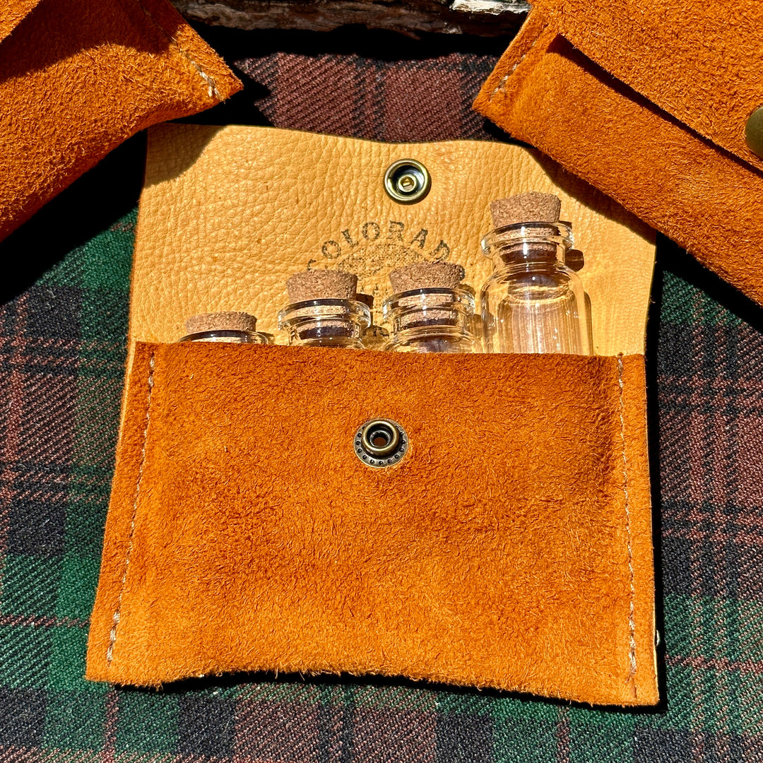 Handmade Deerskin Spice Pouch / Hiking / Bushcraft / Camping / Survival (Includes Bottles)