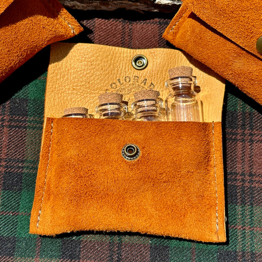 Handmade Deerskin Spice Pouch / Hiking / Bushcraft / Camping / Survival (Includes Bottles)