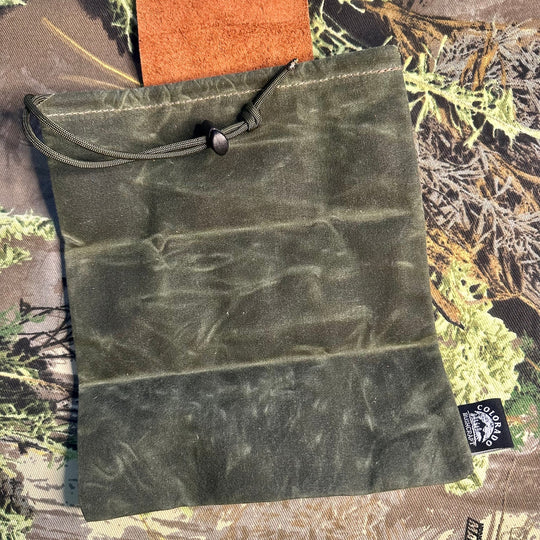 Leather Bushcraft Foraging Pouch Gathering Bag Dump Sack Folding Pocket Leather (Kodiak /Olive)