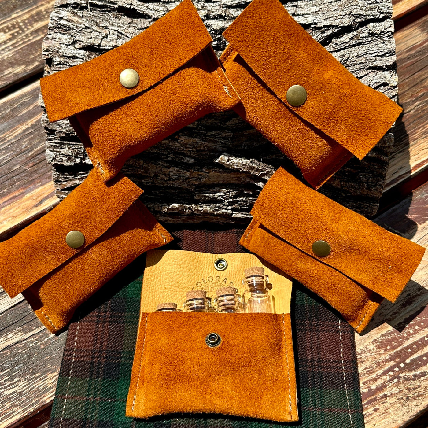 Handmade Deerskin Spice Pouch / Hiking / Bushcraft / Camping / Survival (Includes Bottles)