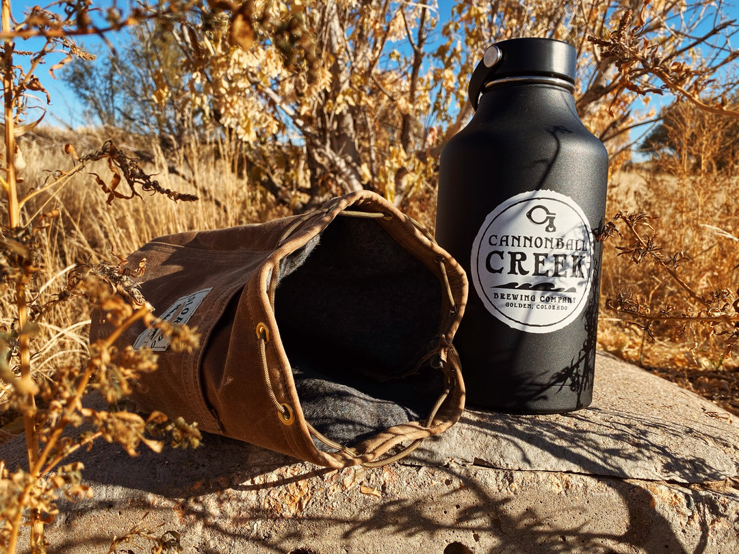 Handmade Waxed Canvas Wool Insulated Beer Growler Carrier Bushcraft Round Bag (Various Colors) - Colorado Bushcraft