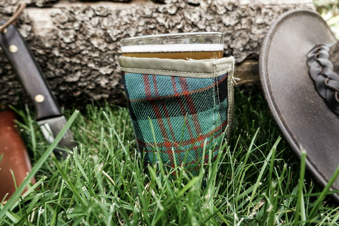Adjustable Bushcraft Pint Glass Beer Cooler Cozy Scottish Tartan Wool Insulated - Colorado Bushcraft