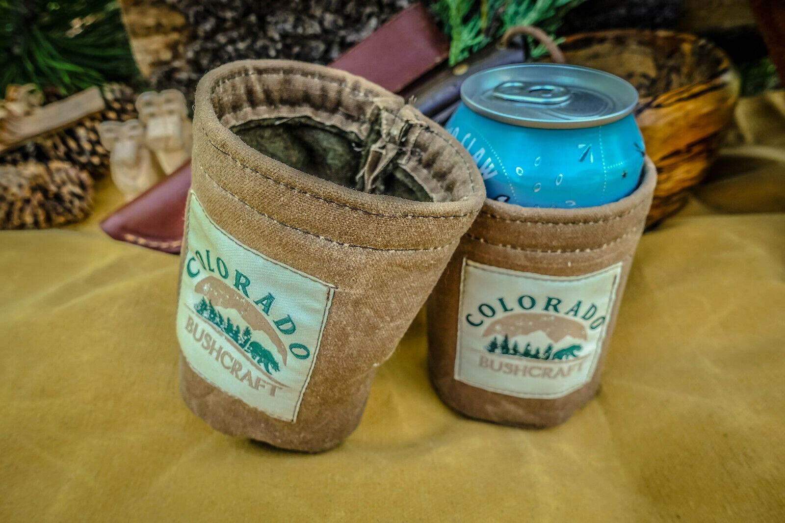 Bushcraft Waxed Canvas Can Cosy Cooler Coozie Cozy Insulated (16