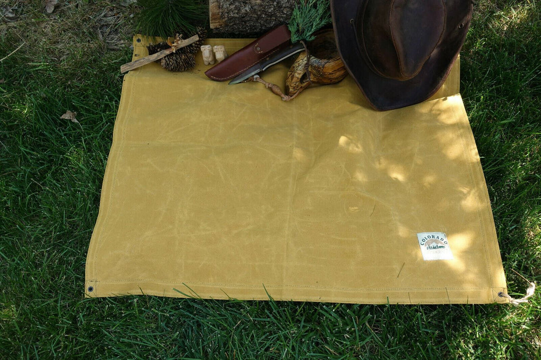Medium Deluxe Waxed Canvas Bushcraft Ground Cloth (Various Colors) - Colorado Bushcraft