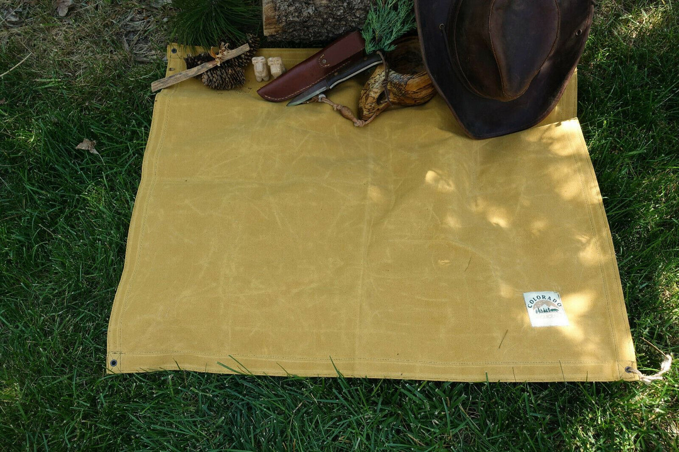 Medium Deluxe Waxed Canvas Bushcraft Ground Cloth (Various Colors) - Colorado Bushcraft