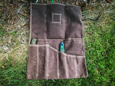 Handmade Waxed Canvas Bushcraft Tool Roll Survival Camping Fire Kit Woodworking (Various Colors) - Colorado Bushcraft
