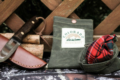 Set of Two Small Handmade Waxed Canvas and Wool Ditty Bags for Bushcraft Camping Outdoors (Various Colors) - Colorado Bushcraft