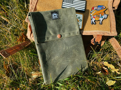 Handmade Waxed Canvas Bushcraft Folding Stove Pouch Storage - Colorado Bushcraft