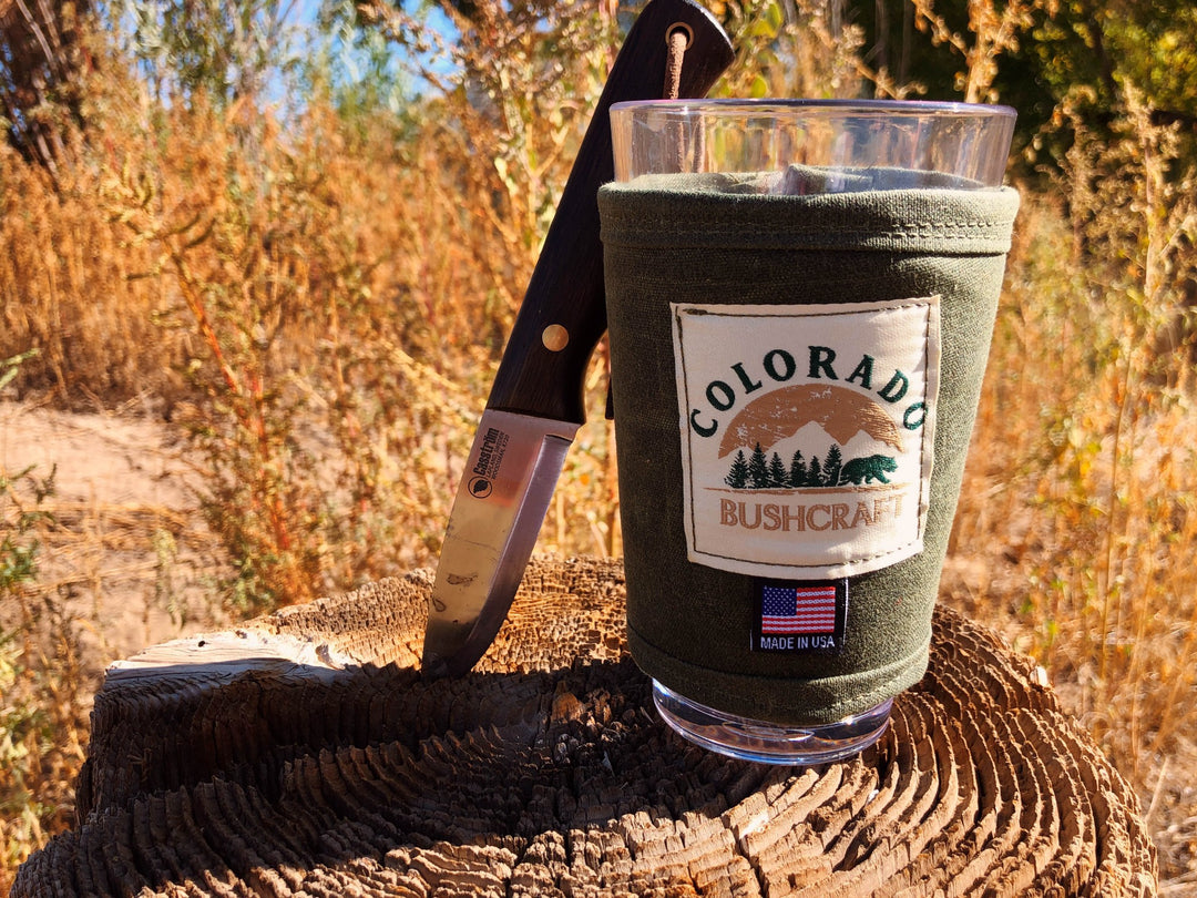 Bushcraft Waxed Canvas Pint Glass Cosy Cooler Coozie Cozy Insulated (Various Colors) - Colorado Bushcraft