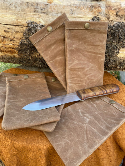 Set of Two Small Handmade Waxed Canvas Ditty Bags for Bushcraft Camping Outdoors (Various Colors) - Colorado Bushcraft