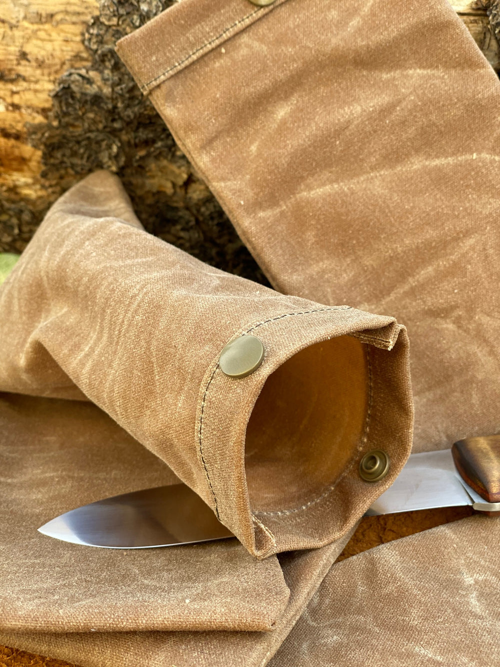 Set of Two Small Handmade Waxed Canvas Ditty Bags for Bushcraft Camping Outdoors (Various Colors) - Colorado Bushcraft