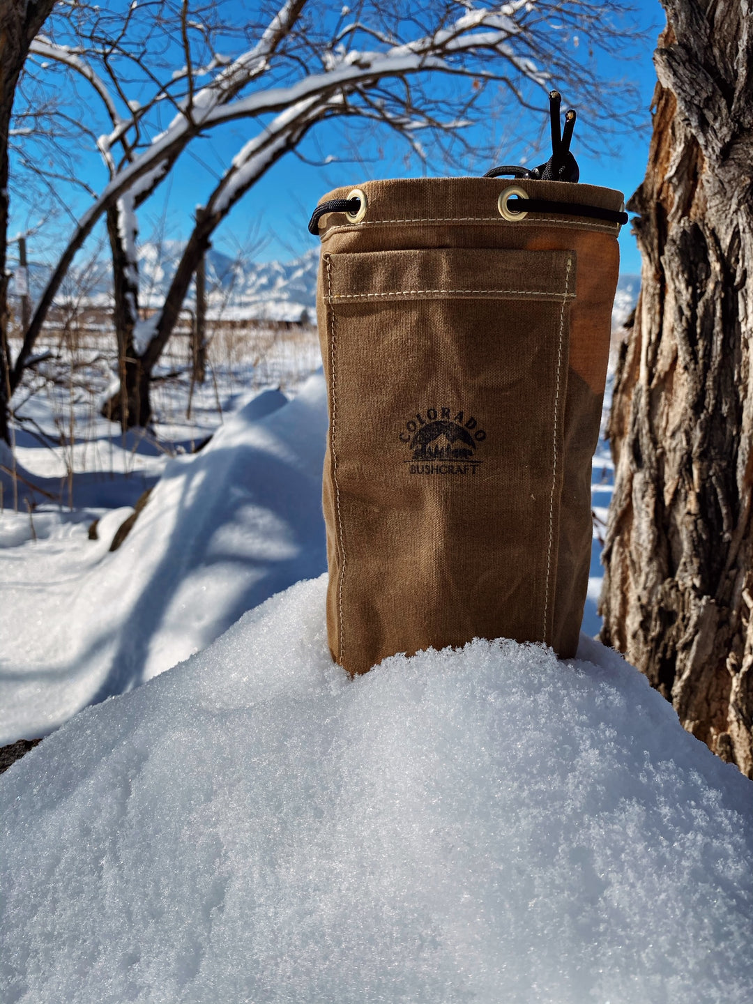 Handmade Waxed Canvas Bushcraft Coffee Cup Bag (750 ml and 900 ml) - Colorado Bushcraft