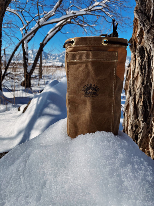 Handmade Waxed Canvas Bushcraft Coffee Cup Bag (750 ml and 900 ml) - Colorado Bushcraft