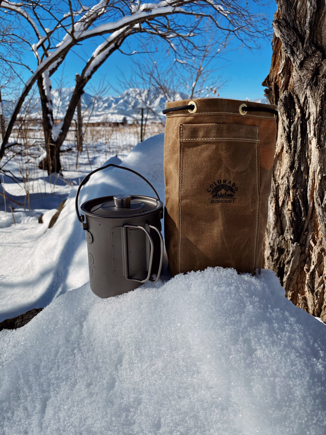 Handmade Waxed Canvas Bushcraft Coffee Cup Bag (750 ml and 900 ml) - Colorado Bushcraft