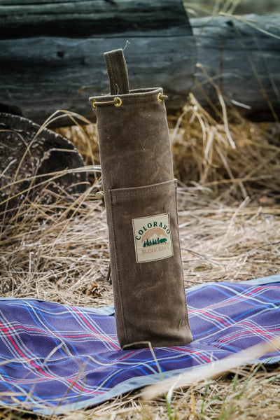 Handmade Waxed Canvas Wool Insulated Beer Crowler / Wine Bottle Carrier Bushcraft Round Bag - Colorado Bushcraft