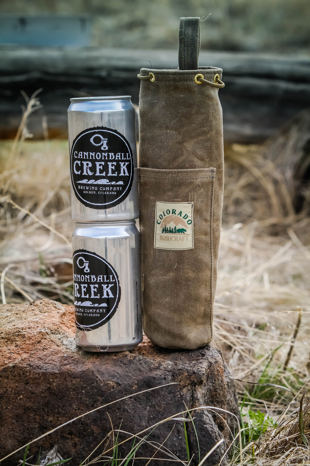 Handmade Waxed Canvas Wool Insulated Beer Crowler / Wine Bottle Carrier Bushcraft Round Bag - Colorado Bushcraft