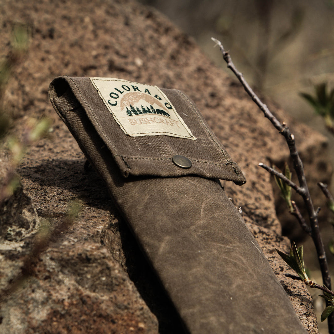 Handmade Waxed Canvas Bushcraft Bow Saw Sheath Pouch (Field Tan) - Colorado Bushcraft