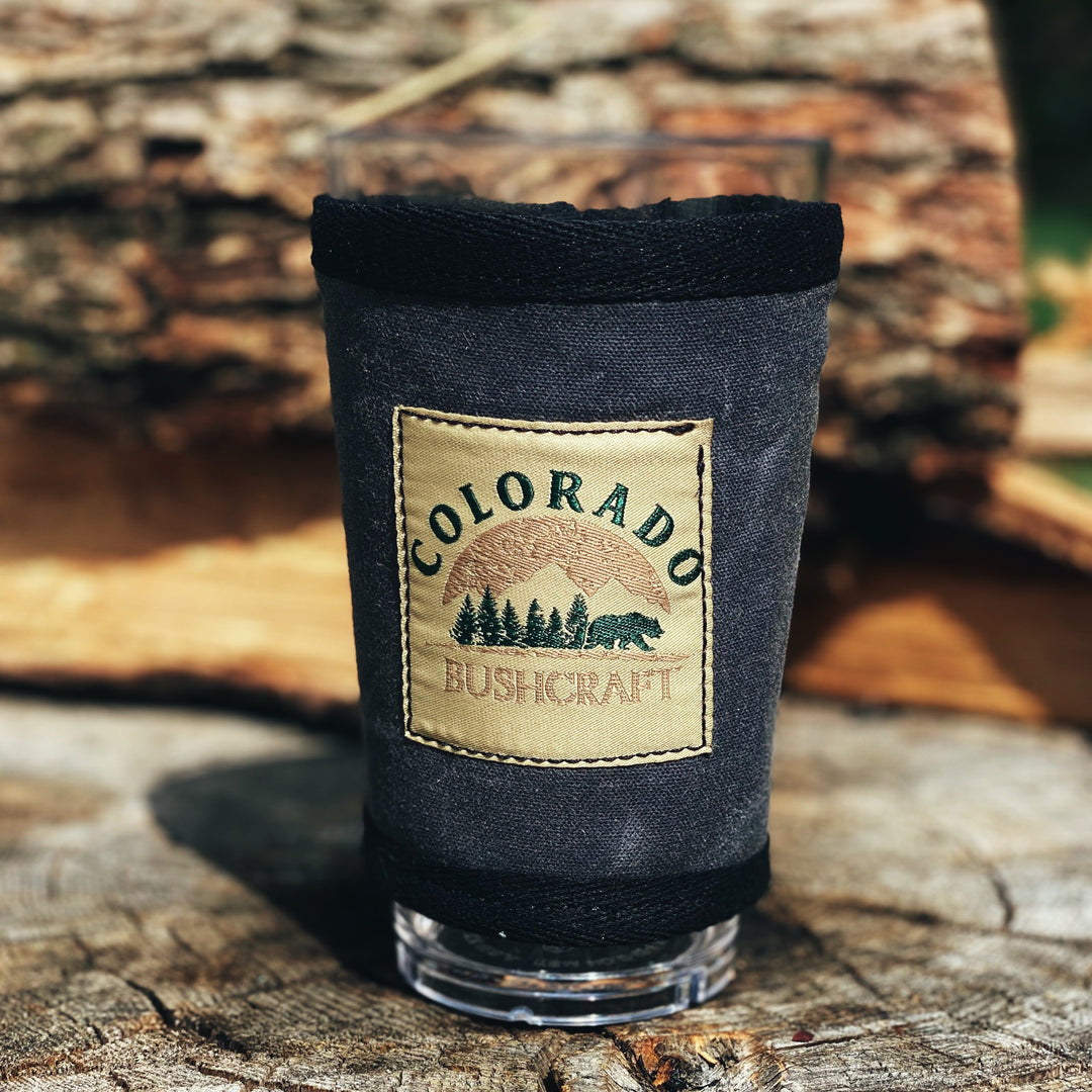 Bushcraft Waxed Canvas Pint Glass Cosy Cooler Coozie Cozy Insulated (Various Colors) - Colorado Bushcraft