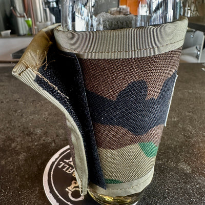 Camouflage Adjustable Bushcraft Pint Glass Cooler Cozy Wool Insulated