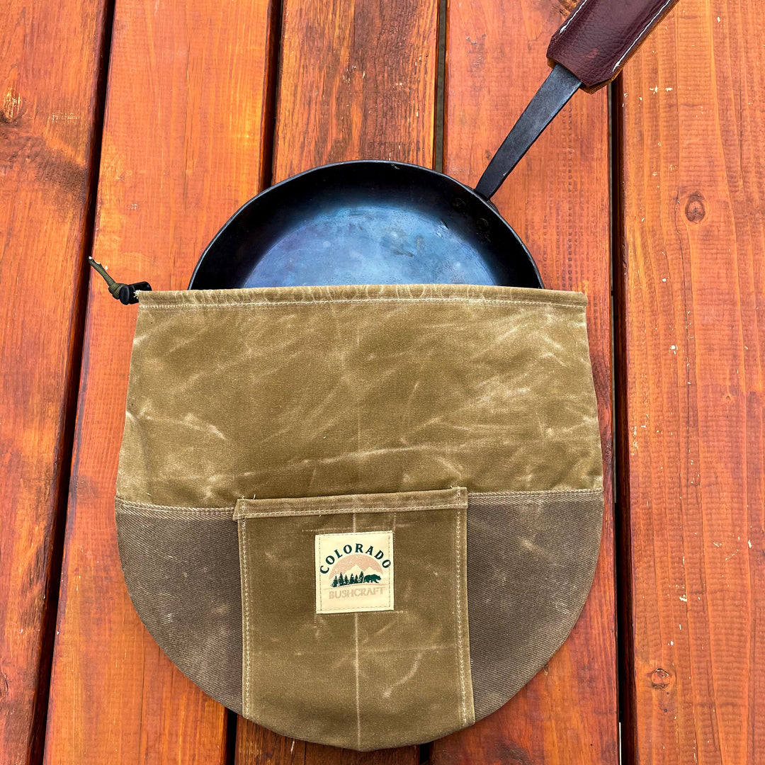 Handmade Waxed Canvas 16" Fry Pan Skillet Cover for Bushcraft Camping Outdoors