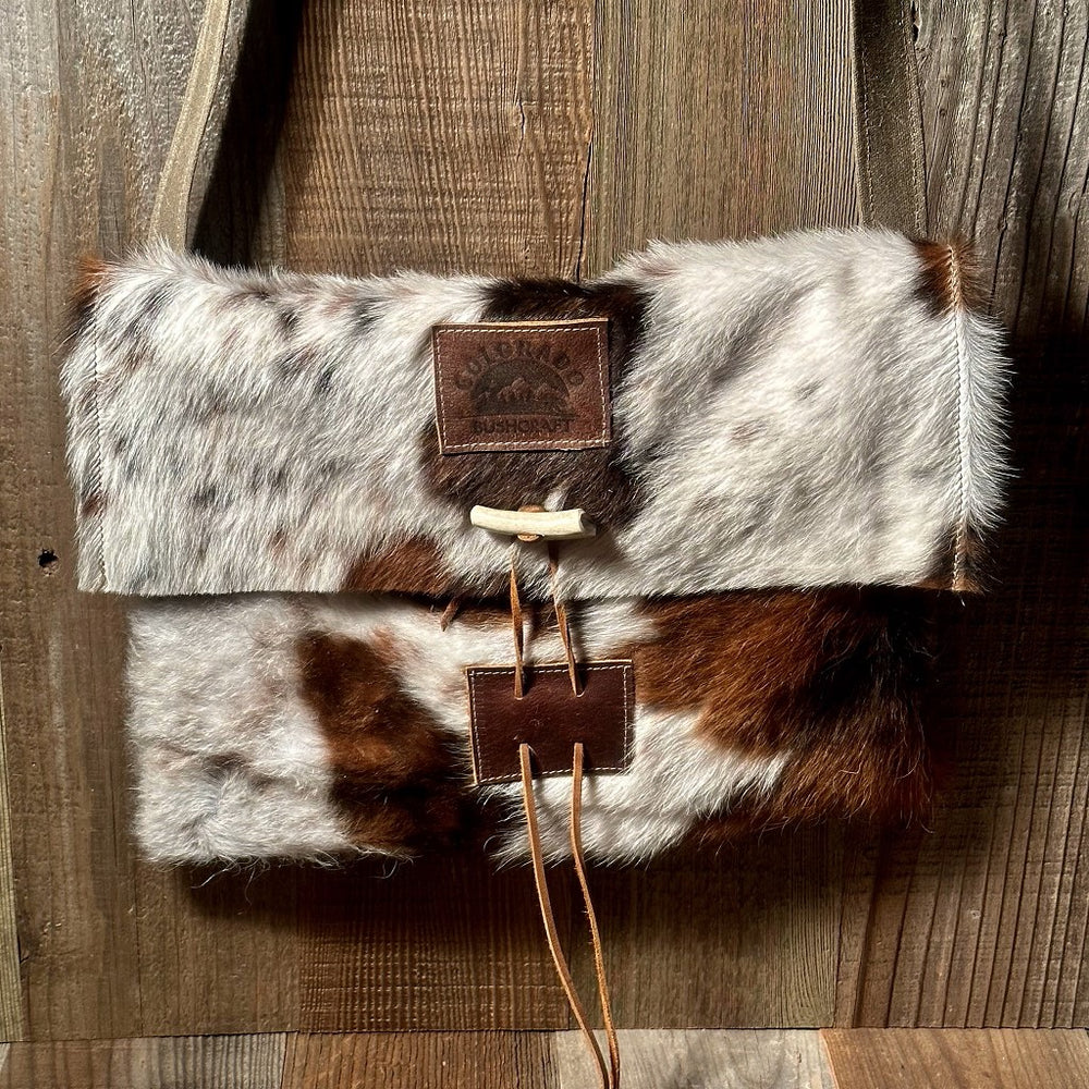 Handmade Hair-On Cowhide Bushcraft Mail Pouch Haversack Bag Foraging Hiking