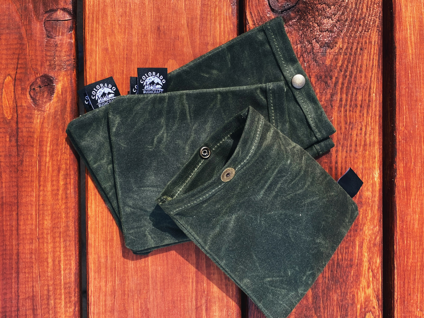 Set of Two Small Handmade Waxed Canvas Ditty Bags for Bushcraft Camping Outdoors (Various Colors) - Colorado Bushcraft