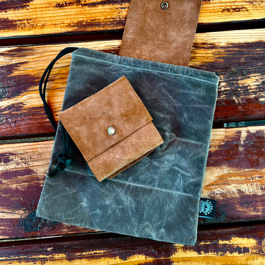 Bushcraft Deer Skin Foraging Pouch Gathering Bag Dump Sack Folding Pocket  (oak)