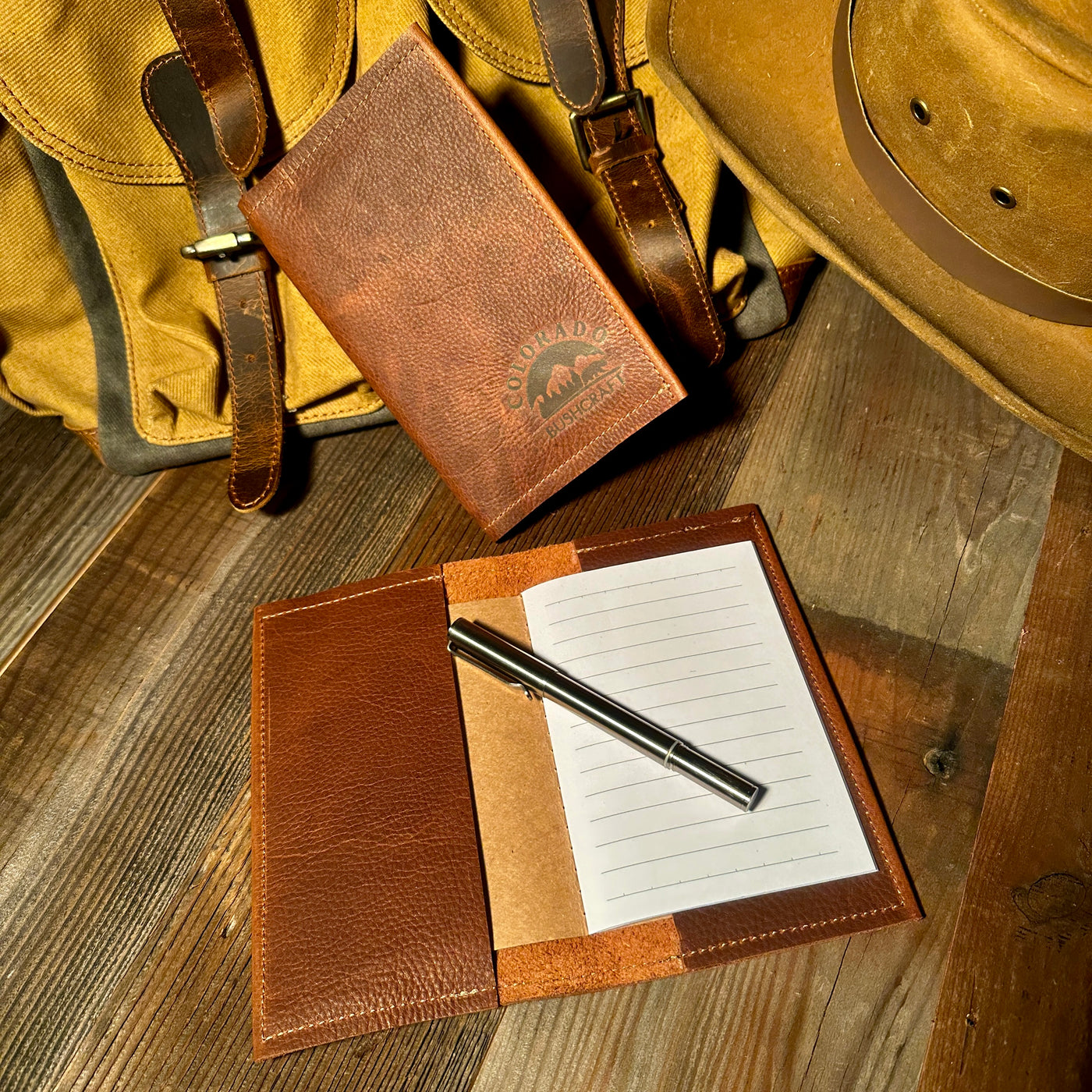 Handmade Bushcraft Field Note Kodiak Leather Notebook Diary (Includes Notebook)