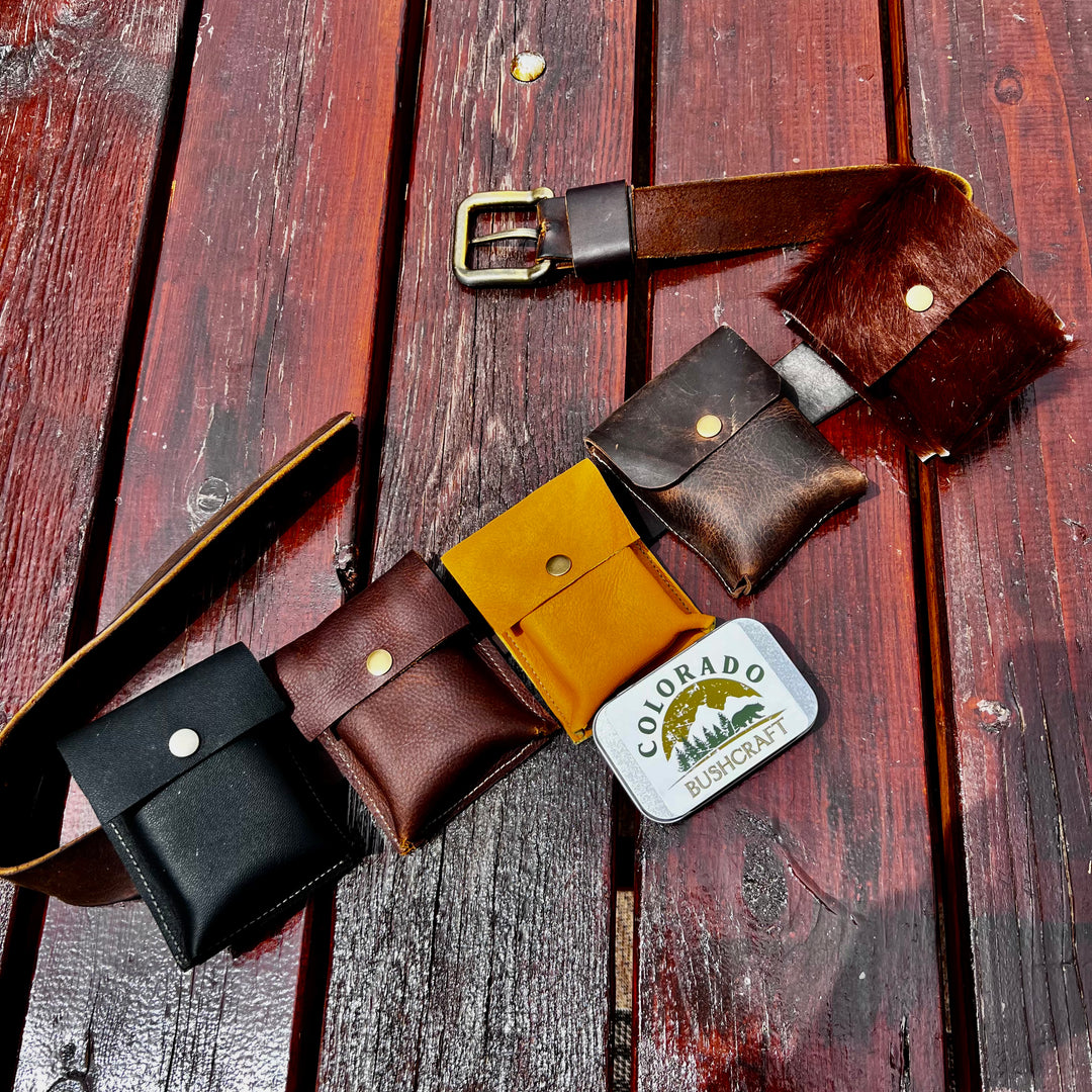 Bushcraft Utility Tin Leather Belt Pouch