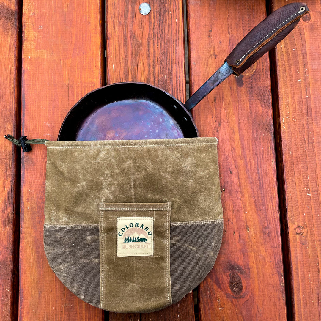 Handmade Waxed Canvas 10" Fry Pan Skillet Cover for Bushcraft Camping Outdoors