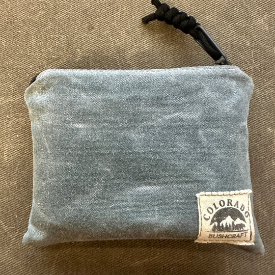 Top Zip Waxed Canvas Spice Pouch / Hiking / Bushcraft / Camping / Survival (Includes 4 large Bottles)
