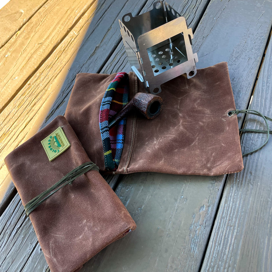 Small Green Waxed Canvas Roll up Pouch
