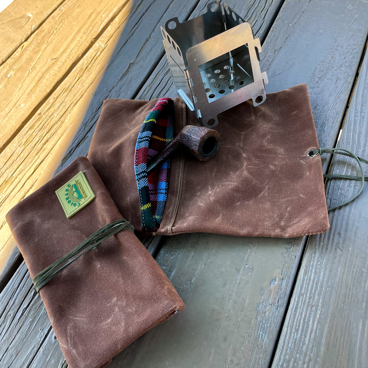 Handmade Waxed Canvas Bushcraft Roll Pouch For Pipe Tobacco Stove EDC  (Various Colors)