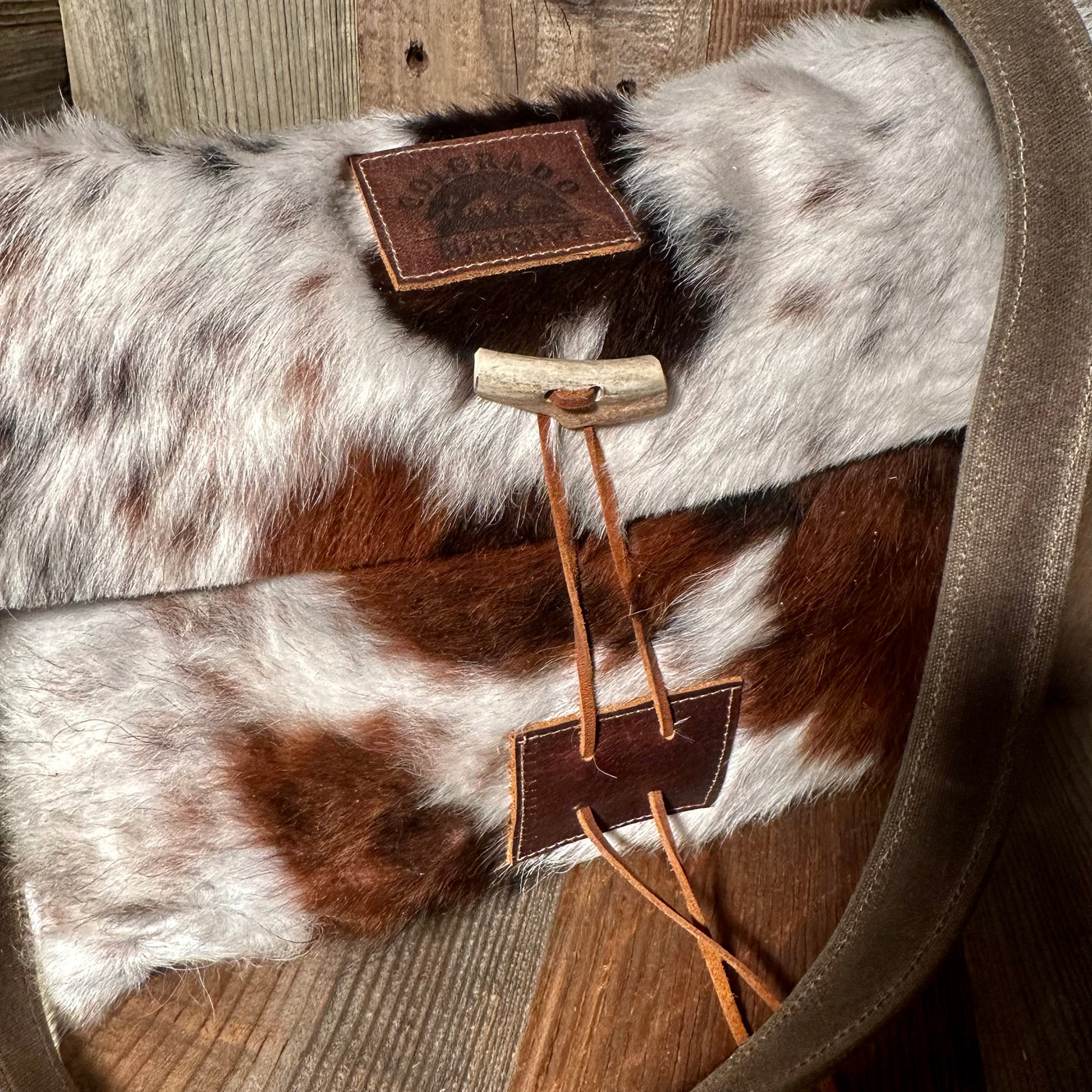Handmade Hair-On Cowhide Bushcraft Mail Pouch Haversack Bag Foraging Hiking