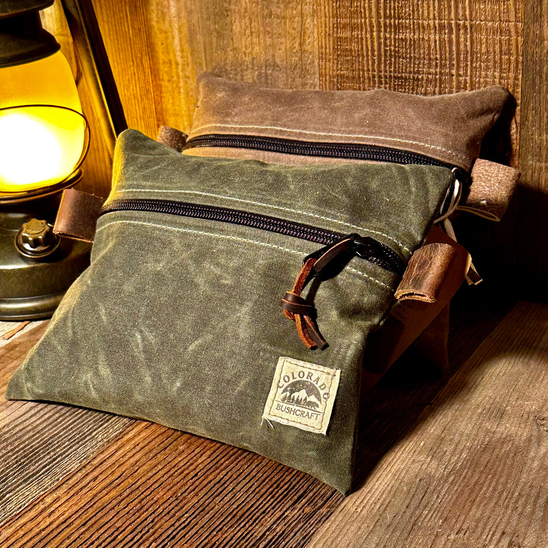 Waxed Canvas Pouch With Wristlets Heavy Duty Waxed Canvas Zipper Pouch Tool  bag