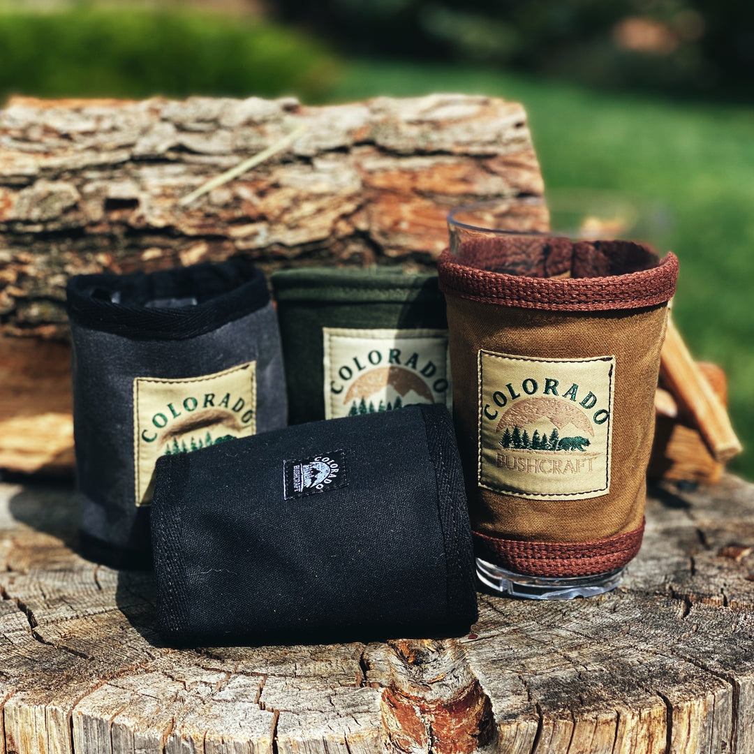 Bushcraft Waxed Canvas Pint Glass Cosy Cooler Coozie Cozy Insulated (Various Colors) - Colorado Bushcraft
