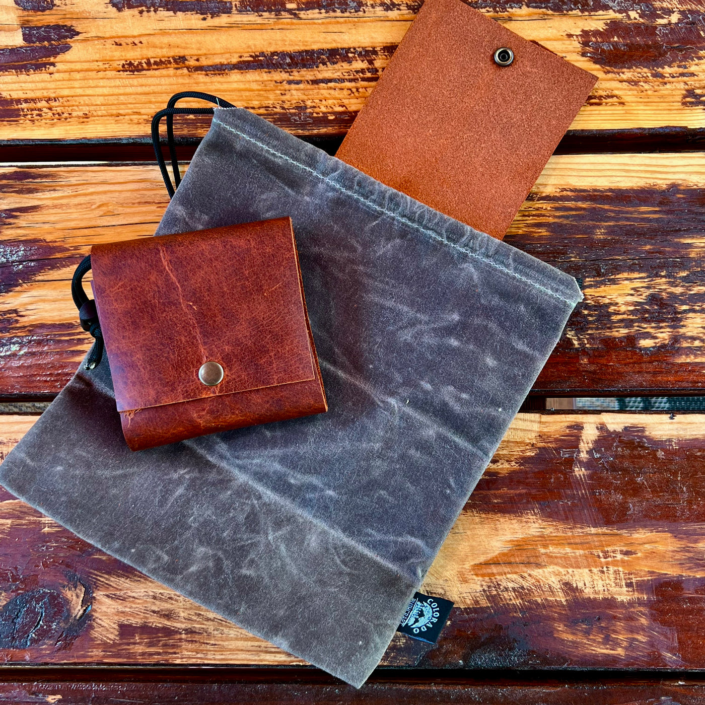 Bushcraft Foraging Pouch Gathering Bag Dump Sack Folding Pocket Leather (American Bison)
