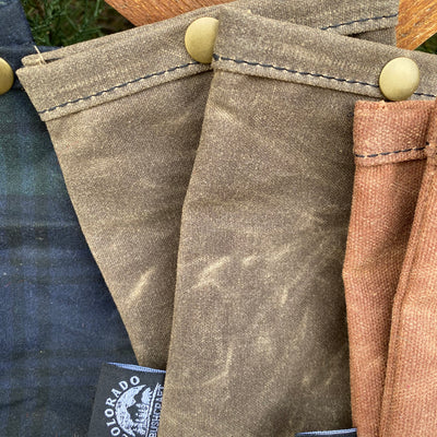 Set of Two Small Handmade Waxed Canvas Ditty Bags for Bushcraft Camping Outdoors (Various Colors)