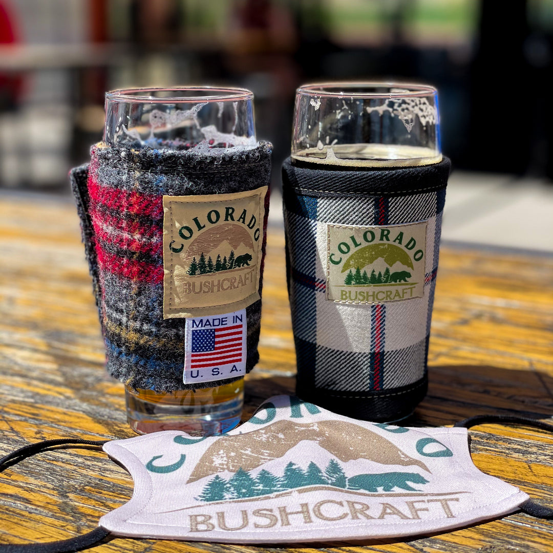 Adjustable Bushcraft Pint Glass Beer Cooler Cozy Scottish Tartan Wool Insulated
