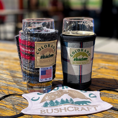 Adjustable Bushcraft Pint Glass Beer Cooler Cozy Scottish Tartan Wool Insulated